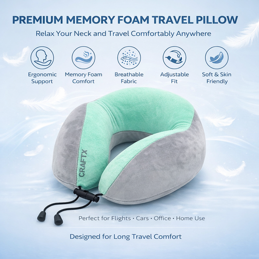 Craftx Premium Memory Foam Travel Pillow