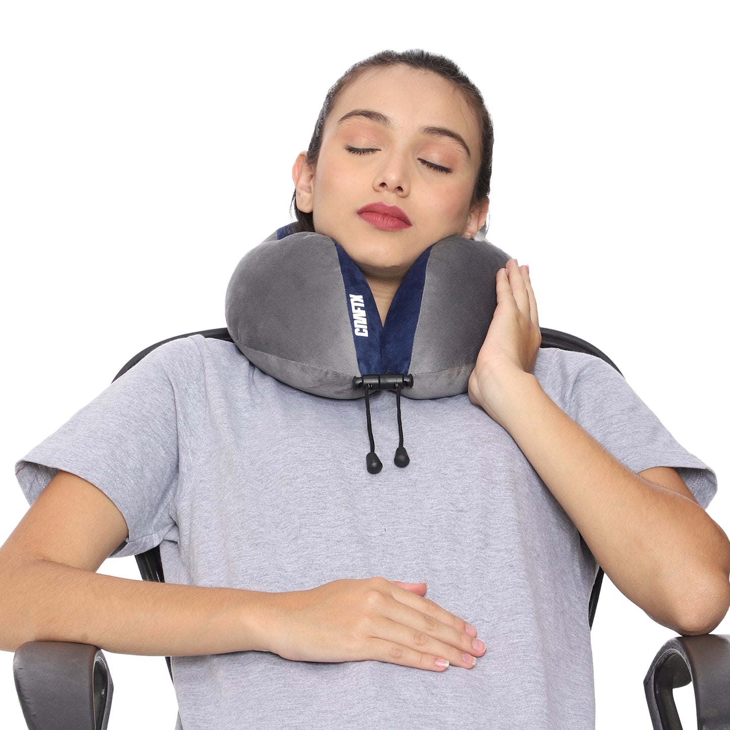 Craftx Micro Fiber Travel Neck Pillow - Ergonomic U-Shape Design with Adjustable Drawstring, Soft & Portable