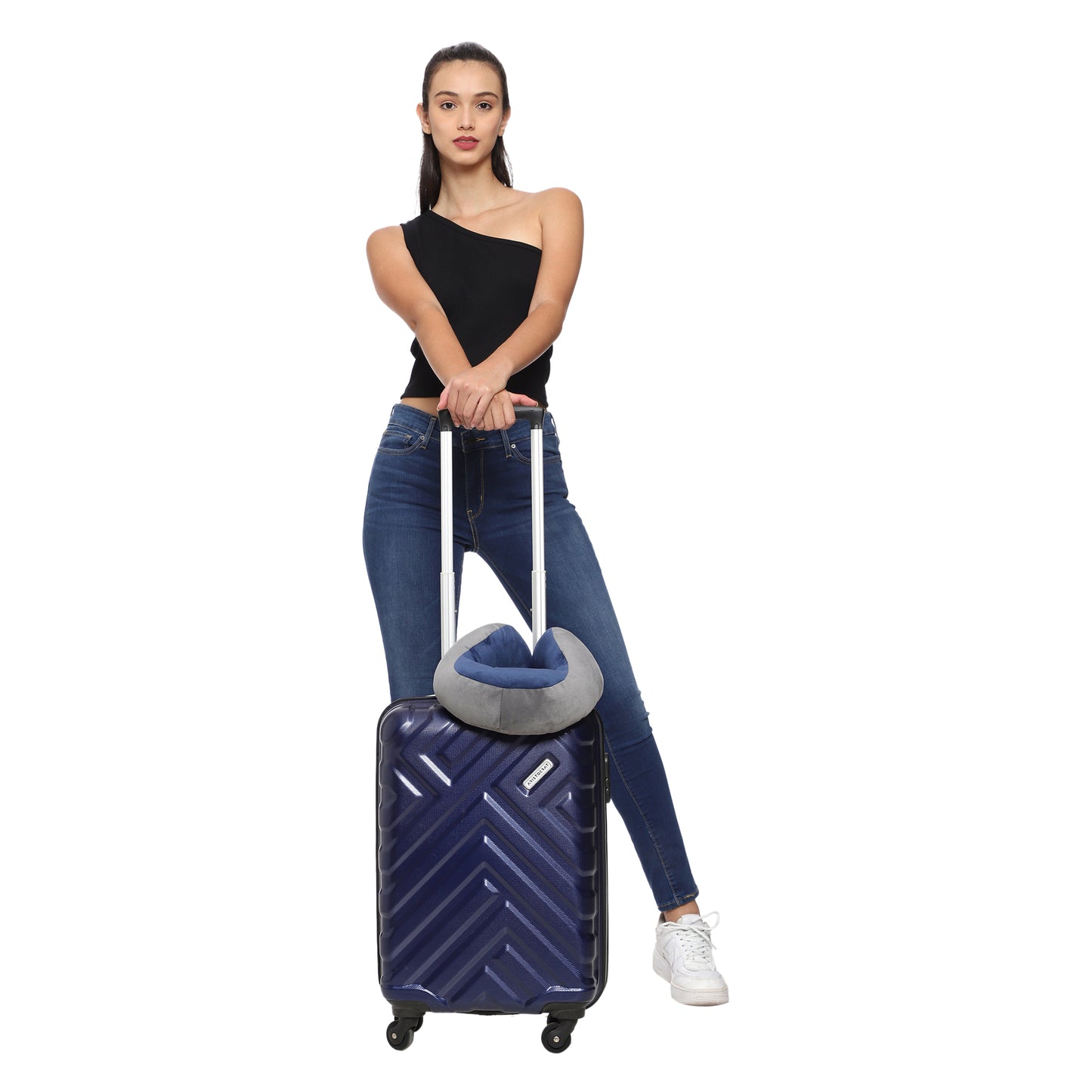 Craftx Micro Fiber Travel Neck Pillow - Ergonomic U-Shape Design with Adjustable Drawstring, Soft & Portable