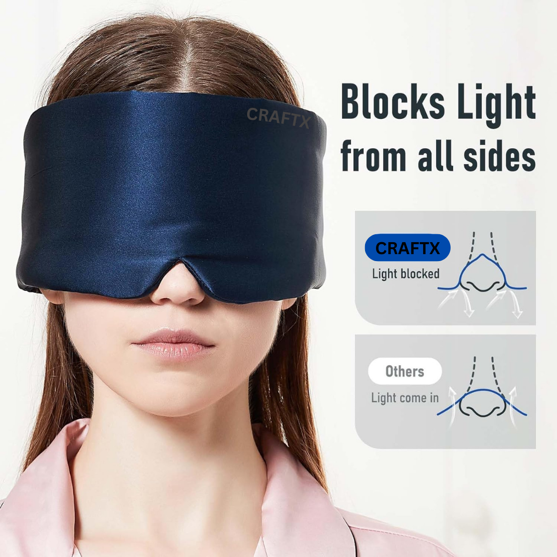 Ultra Soft Sleeping Eye Mask - Ergonomic Light Blocking Sleep Shade for Men & Women