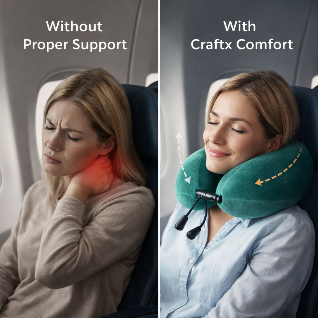 Ergonomic Memory Foam Travel Pillow - Neck Support | Teal