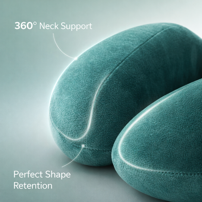Ergonomic Memory Foam Travel Pillow - Neck Support | Teal