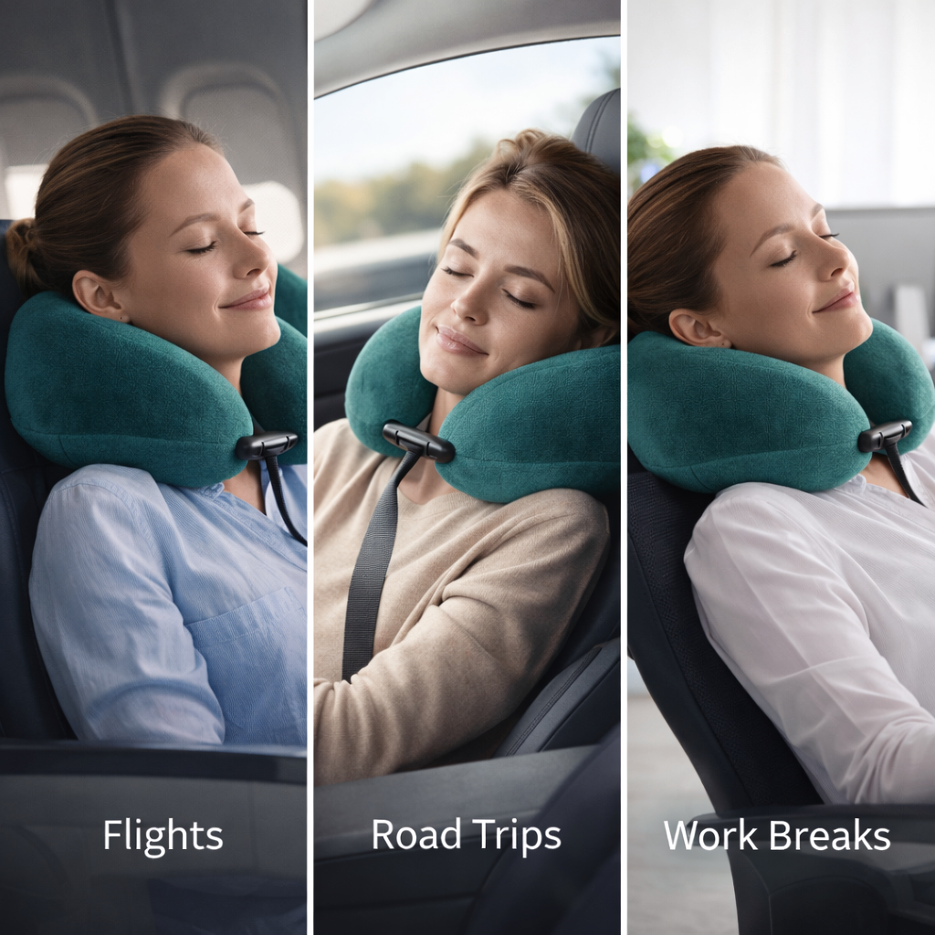 Ergonomic Memory Foam Travel Pillow - Neck Support | Teal