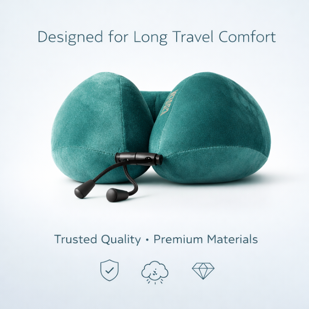 Ergonomic Memory Foam Travel Pillow - Neck Support | Teal