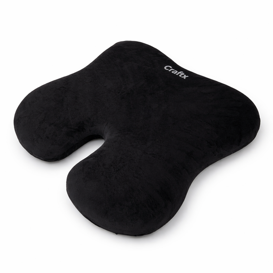 Craftx Slim Seat Cushion – Ergonomic Memory Foam Seat cushion for Office, Car & Travel | Portable Lumbar Support