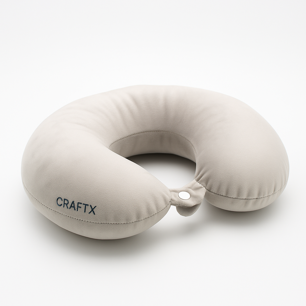 CRAFTX Premium Microfiber Travel Pillow &amp; Eye Mask Set – Ultimate Neck Support for Airplane, Car &amp; Train