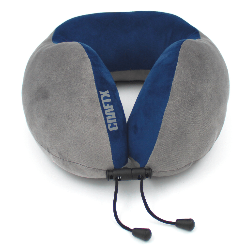 Craftx Micro Fiber Travel Neck Pillow - Ergonomic U-Shape Design with Adjustable Drawstring, Soft & Portable