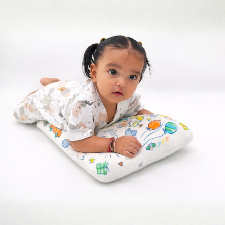 Craftx Kids Memory Foam Pillow for Ages 2–8 Years | Ergonomic Neck Support | Helps Prevent Flat Head | Ultra Soft Velvet Cover | Washable White Cover