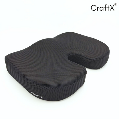Craftx Coccyx Cushion - Memory Foam Support for Tailbone Pain Relief & Spinal Alignment