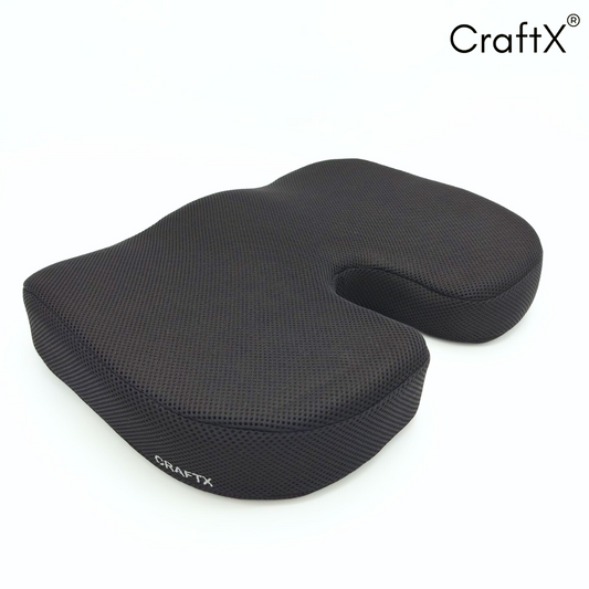 Craftx Coccyx Cushion - Memory Foam Support for Tailbone Pain Relief & Spinal Alignment