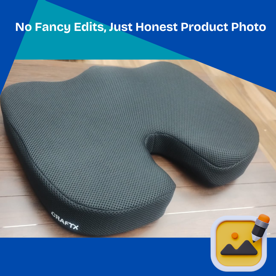 Craftx Coccyx Cushion - Memory Foam Support for Tailbone Pain Relief & Spinal Alignment