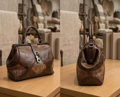Luxury Handcrafted 100% Pure Leather Purse  | Premium Embossed Design & Spacious Women's Classic Tote